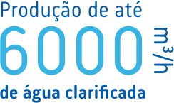 Produção de até 6000 m³ por hora de água clarificada